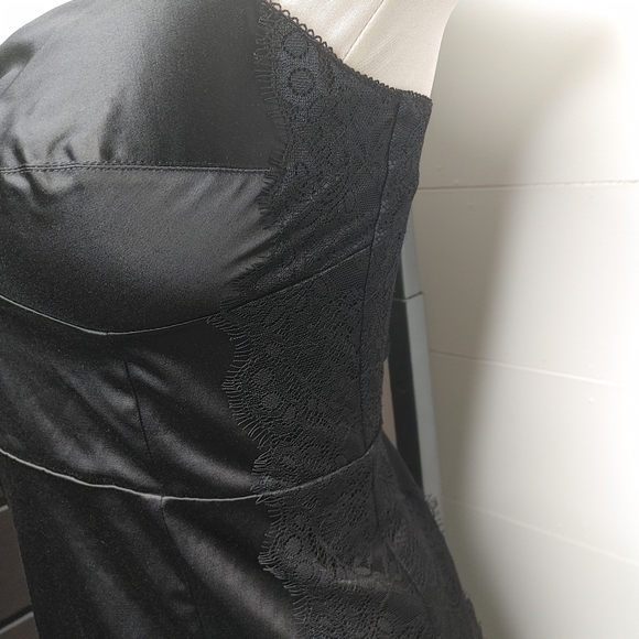Guess satin and lace bodycon little black dress size 3 - Picture 5 of 16